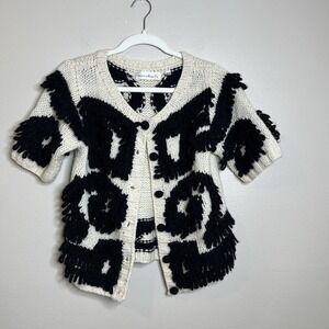 Charlie & Robin Anthropologie Wool Sweater Shirt Art To Wear Boho Shaggy Short S